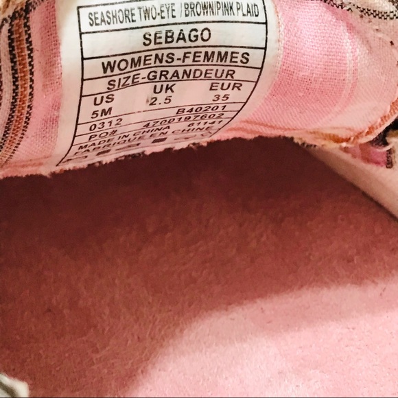 NEW Sebago Seashore Two-Eye Boat Shoe, Pink Plaid - Picture 8 of 8